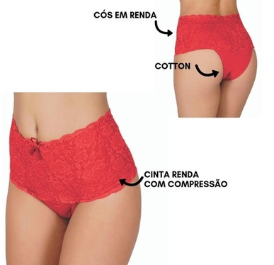 Kit Calcinha Cinta Modeladora Rendada - 5 unidades (ÚLTIMAS UNIDADES COM FRETE GRÁTIS)